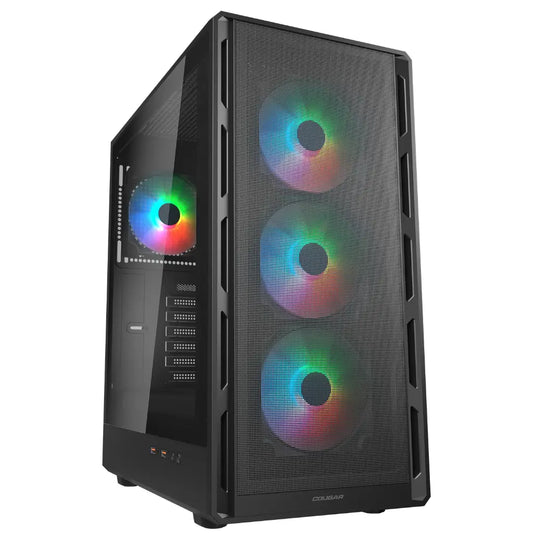 Cougar Airface Pure RGB Mid Tower ATX Computer Case Compact Design with Ultra‑Slim Ventilated Front Panel and 4 RGB Fans-tpstech.in