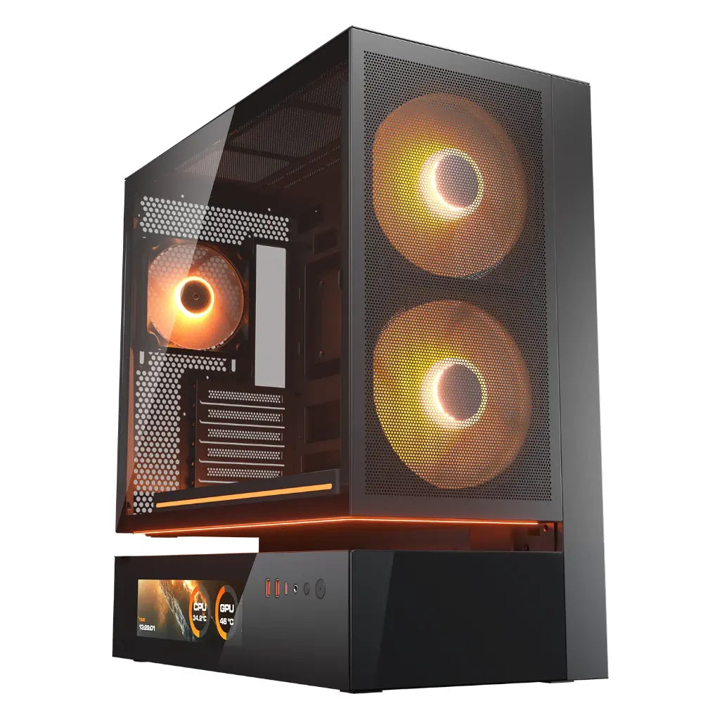 Cougar CFV235 Mesh Vision ATX Mid Tower PC Case with Central Floating Ventilation Dual 160mm ARGB PWM Fans - Black-tpstech.in
