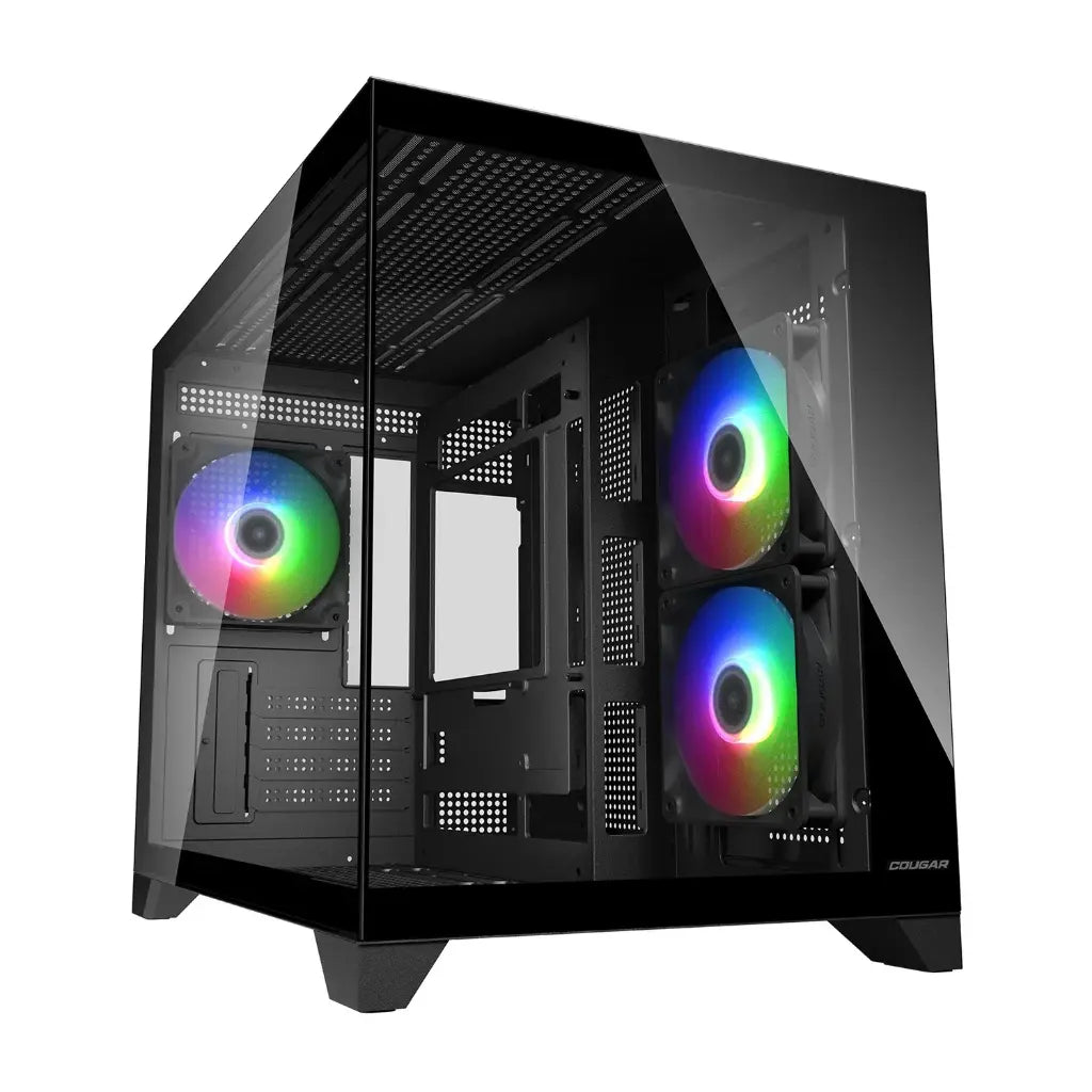 Cougar FV150 Mini RGB Mini Tower Computer Case with Dual Chamber Design Tempered Glass Panels-tpstech.in