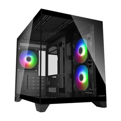 Cougar FV150 Mini RGB Mini Tower Computer Case with Dual Chamber Design Tempered Glass Panels-tpstech.in