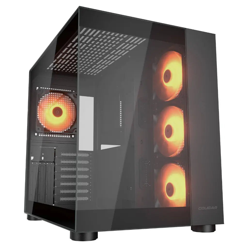 Cougar FV150 RGB Tempered Glass Mid Tower Dual-Chamber ATX Computer Case with 4 Pre-Installed ARGB Fans-  Black-tpstech.in