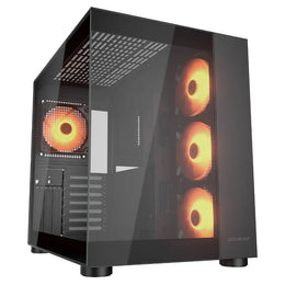 Cougar FV150 RGB Tempered Glass Mid Tower Dual-Chamber ATX Computer Case with 4 Pre-Installed ARGB Fans-  Black-tpstech.in