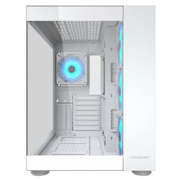 Cougar FV150 RGB Tempered Glass Mid Tower Dual-Chamber ATX Computer Case with 4 Pre-Installed ARGB Fans- White-tpstech.in