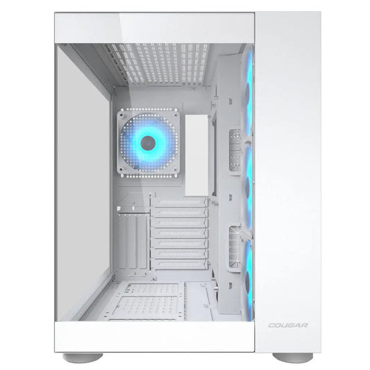 Cougar FV150 RGB Tempered Glass Mid Tower Dual-Chamber ATX Computer Case with 4 Pre-Installed ARGB Fans- White-tpstech.in