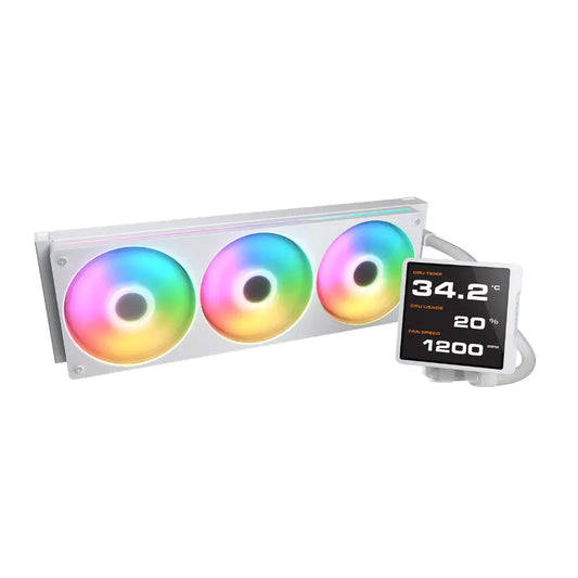 Cougar Poseidon Vistek Pro ARGB 360mm Liquid Cooler with 3.95 Inch IPS LCD Display - White-tpstech.in
