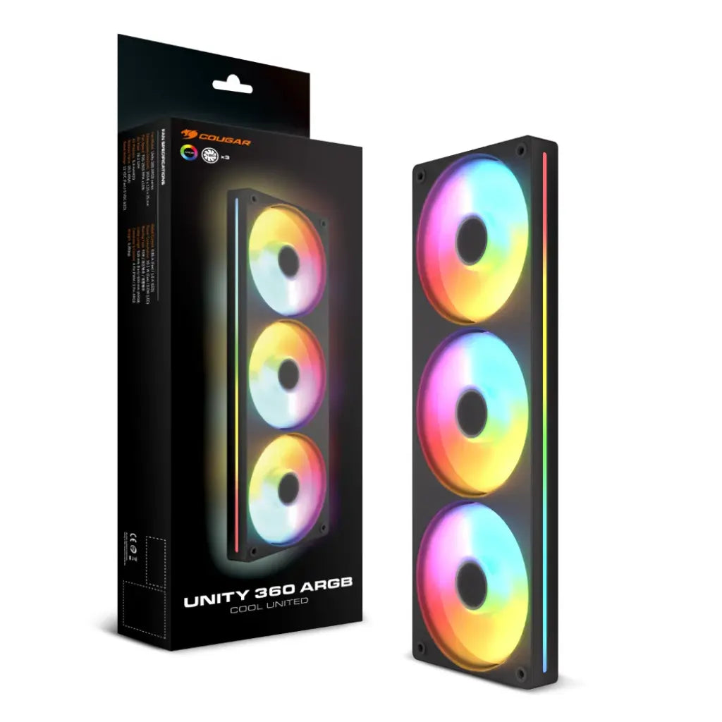 Cougar Unity 360 ARGB 120mm Single‑Frame PWM ARGB Case Fan - Black-tpstech.in