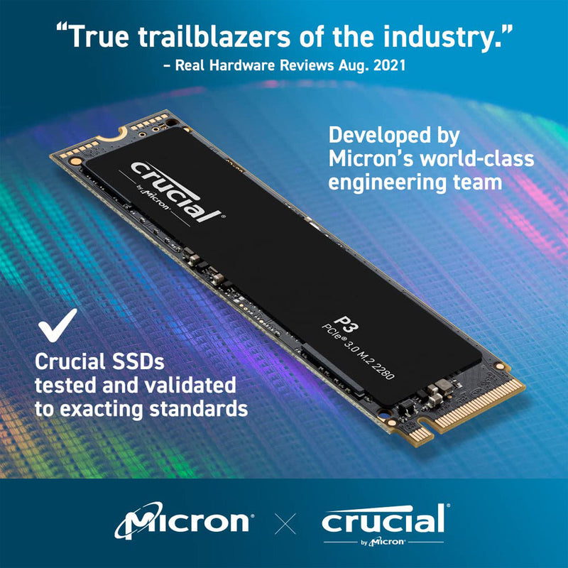 [RePacked] Crucial P3 500GB M.2 NVMe PCIe 3.0 Internal Solid State Drive