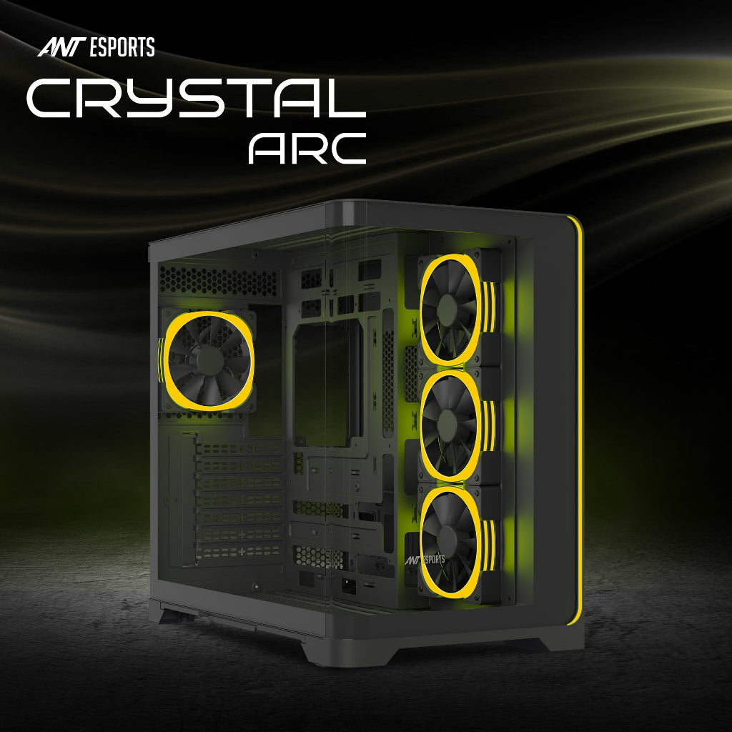 Ant Esports Crystal ARC Gaming Mid Tower Case-Black