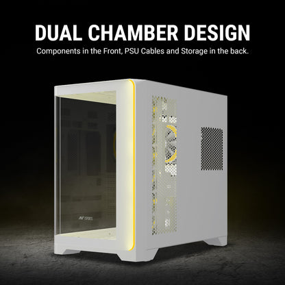 Ant Esports Crystal ARC Gaming Mid Tower Case-White