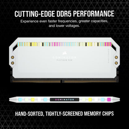 Corsair Dominator Platinum 32GB (2x16GB) DDR5 RAM 6200MHz CL36 RGB Gaming Desktop Memory-White