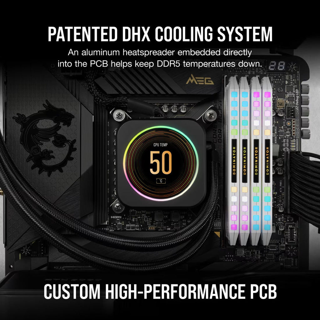 Corsair Dominator Platinum 32GB (2x16GB) DDR5 RAM 6200MHz CL36 RGB Gaming Desktop Memory-White