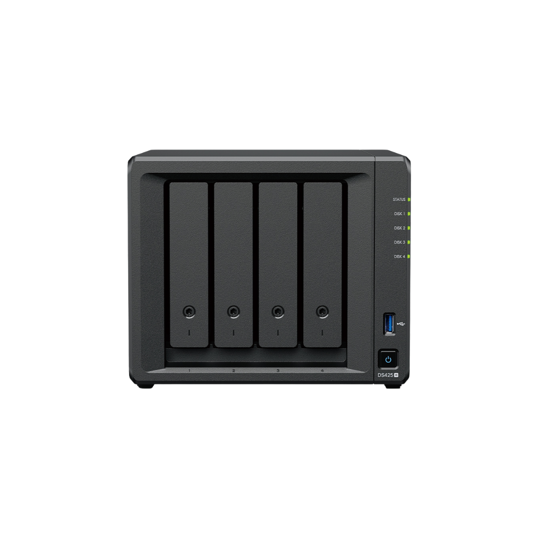 Synology DiskStation DS425+ Compact 4 Bay Network Attached Storage Enclosure - Black