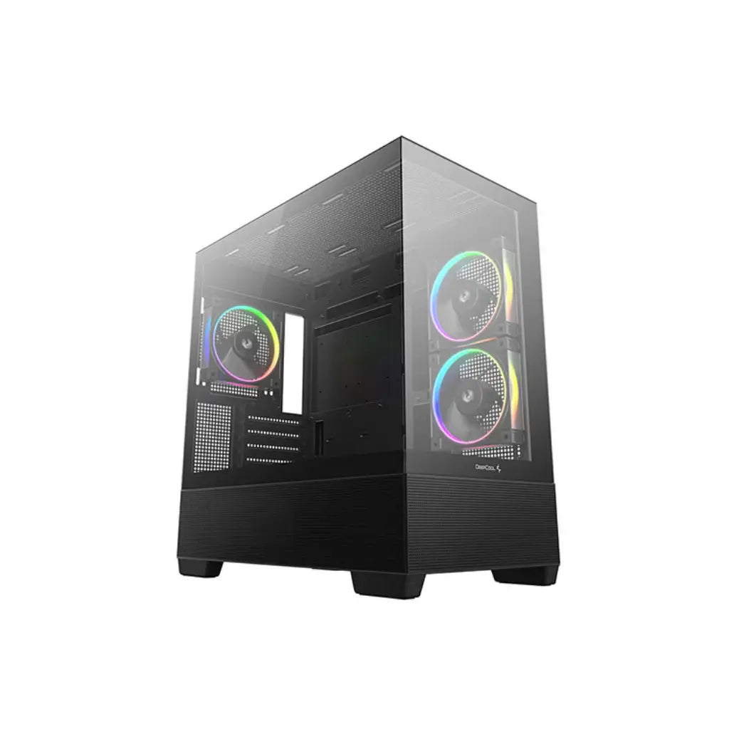 DeepCool CG380 3F Panoramic Dual‑Tempered Glass Micro‑ATX Computer Case - Black-tpstech.in