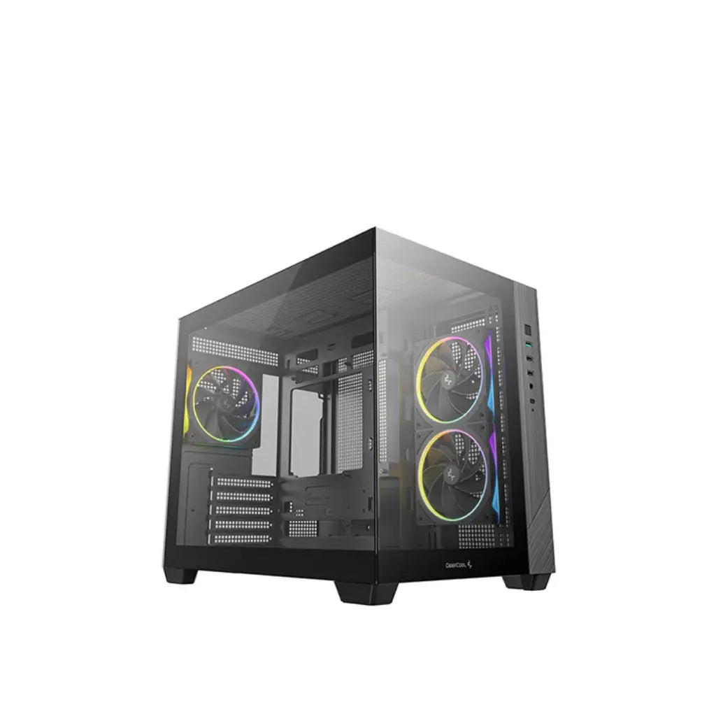 Deepcool CG330 3F Panoramic Dual‑Chamber Micro‑ATX Case with Tempered Glass - Black-tpstech.in