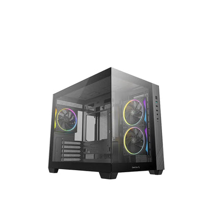 Deepcool CG330 3F Panoramic Dual‑Chamber Micro‑ATX Case with Tempered Glass - Black-tpstech.in
