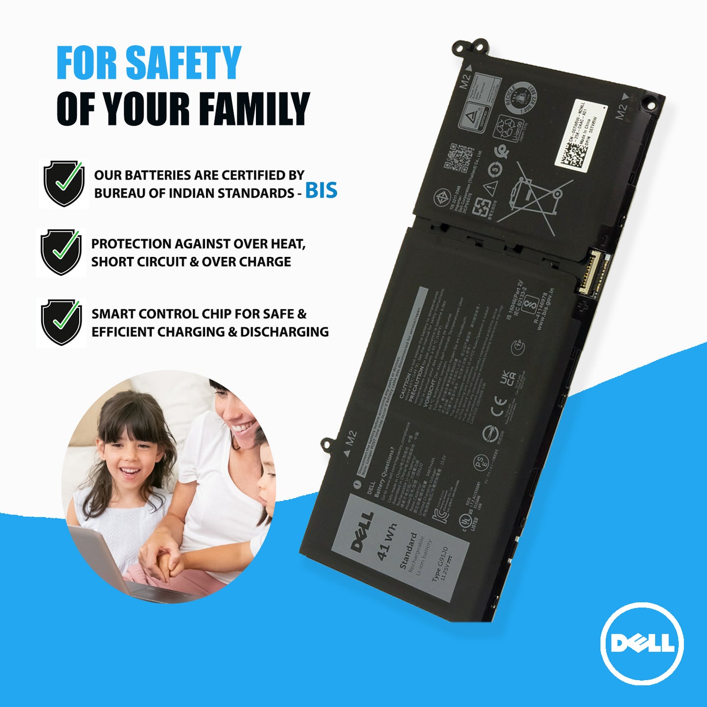 Dell Original 3467mAh 41Whr 11.2V 3 Cell Laptop Battery for Inspiron 15 3511 3515 3530 5515