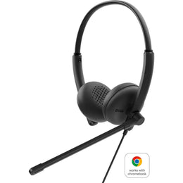 Dell WH125 Wired On-Ear Headset with Mic USB-A Leatherette Cushions - Black-tpstech.in