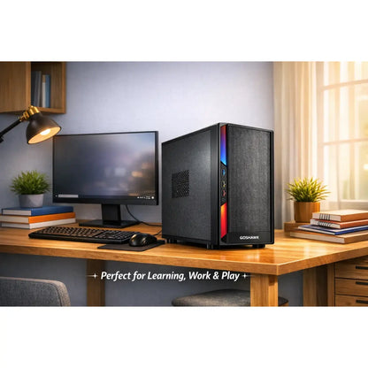 GOSHAWK Pulse Series Desktop PC Entry Level Home and Student Computer with Fast Performance Stylish Compact Design and Reliable Everyday Productivity