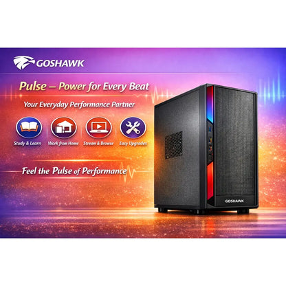 GOSHAWK Pulse Series Desktop PC Entry Level Home and Student Computer with Fast Performance Stylish Compact Design and Reliable Everyday Productivity