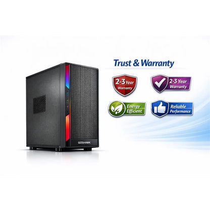 GOSHAWK Pulse Series Desktop PC Entry Level Home and Student Computer with Fast Performance Stylish Compact Design and Reliable Everyday Productivity