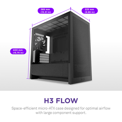 NZXT H3 Flow Tempered Glass Micro-ATX Airflow Case