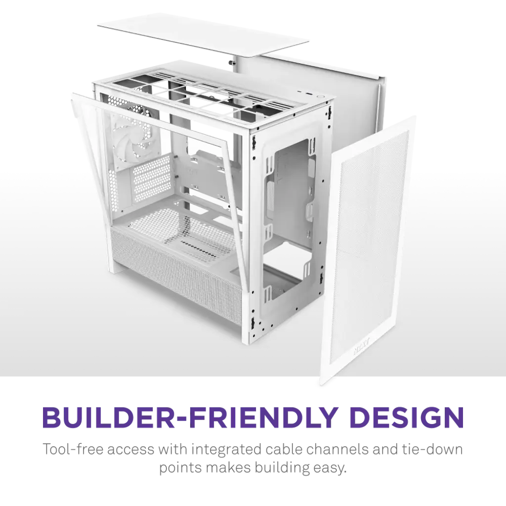 NZXT H3 Flow Tempered Glass Micro-ATX Airflow Case-White