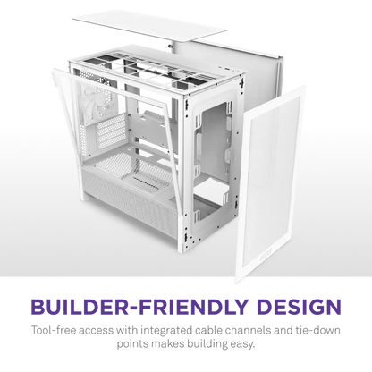 NZXT H3 Flow Tempered Glass Micro-ATX Airflow Case-White