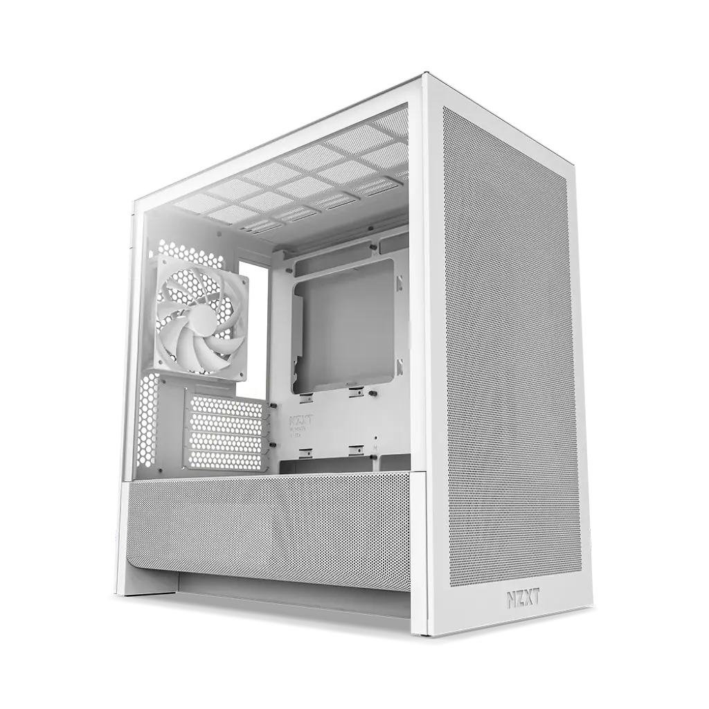 NZXT H3 Flow Tempered Glass Micro-ATX Airflow Case-White