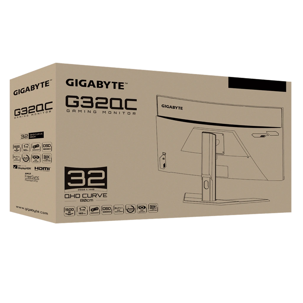 GIGABYTE G32QC 32 Inch (81.28 Cm) 165Hz 1440P Curved Gaming Monitor