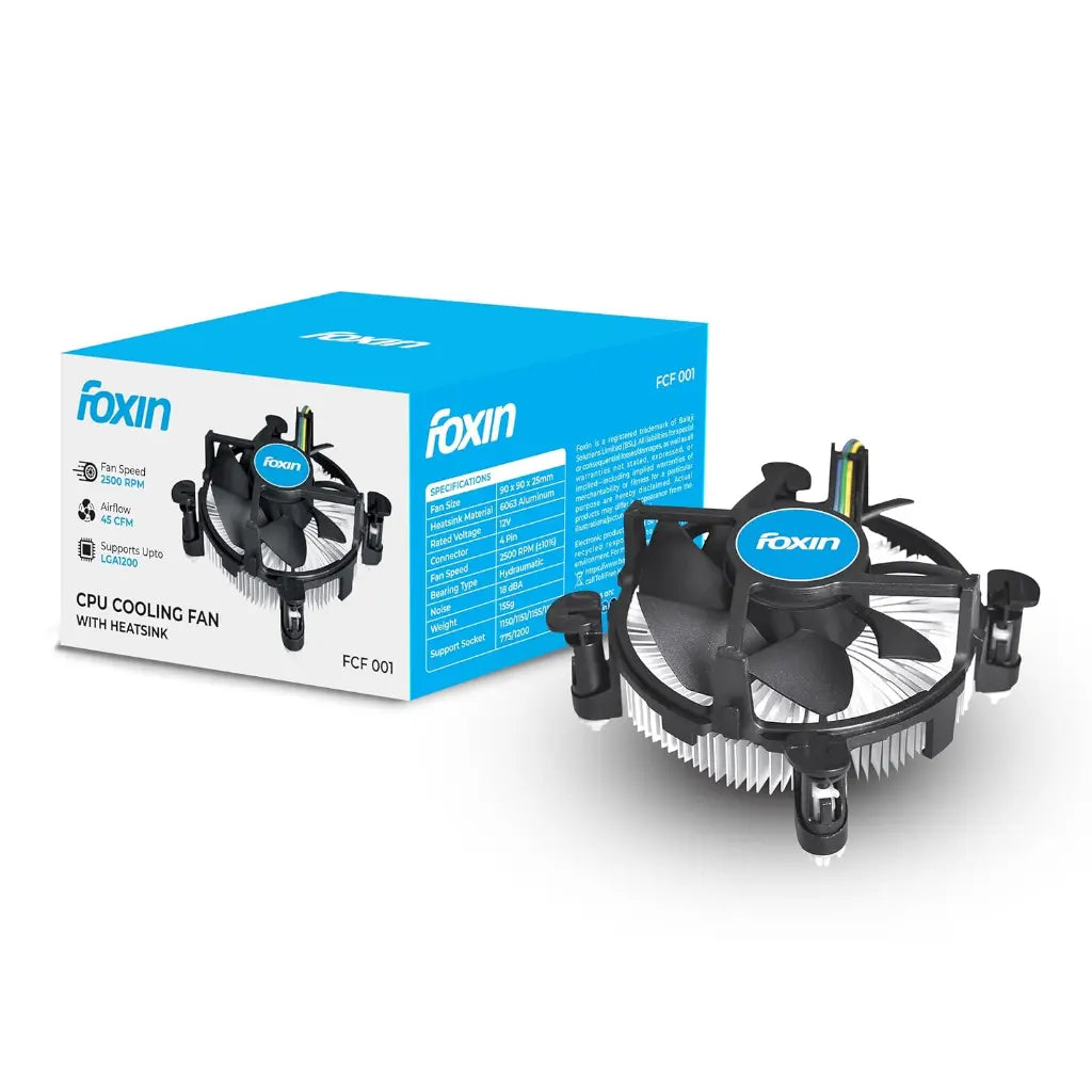 Foxin FCF 001 CPU Cooling Fan 90mm RGB Hydramatic Bearing 2500 RPM-tpstech.in