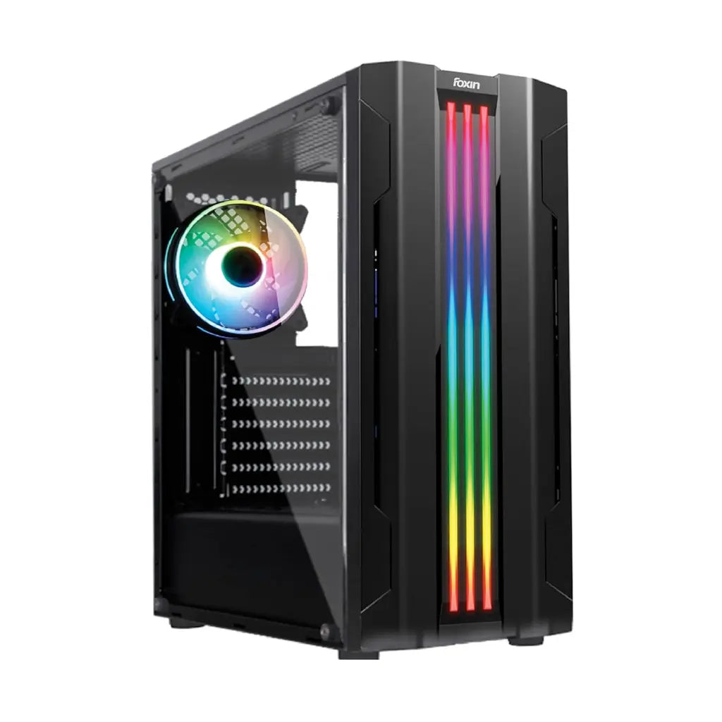 Foxin Lumina Mid Tower Gaming Cabinet with 120mm Rear ARGB Fan-tpstech.in