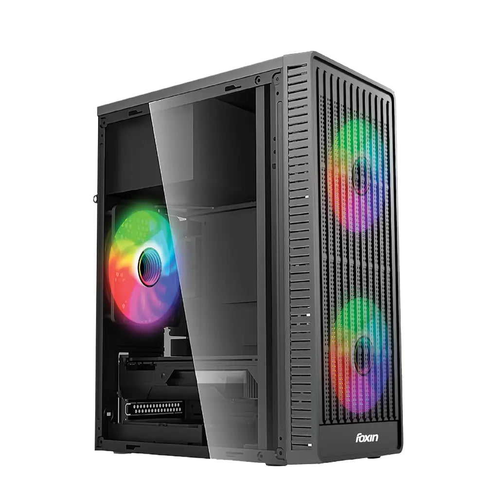 Foxin Nova Mid-Tower Gaming Computer Case with Tempered Glass Panel ...