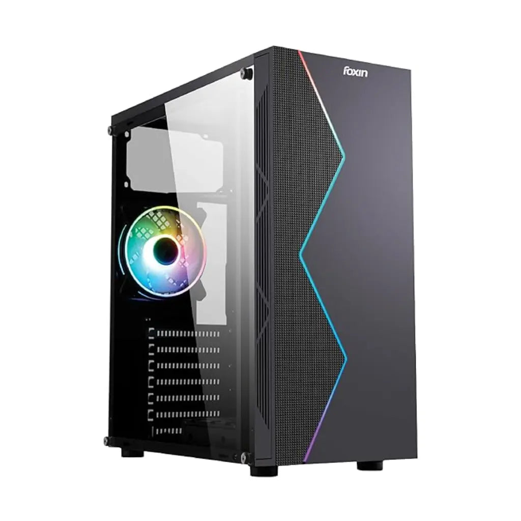 Foxin Prisma Mid Tower Gaming Computer Case with Tempered Glass-tpstech.in