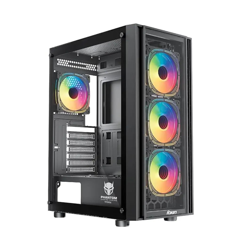 Foxin Titan Mid Tower Gaming Computer Case with Tempered Glass-tpstech.in