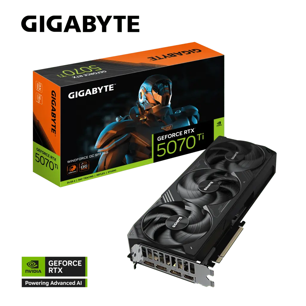 Gigabyte GeForce RTX 5070 Ti WINDFORCE OC 16G 256-Bit GDDR7 Graphics Card
