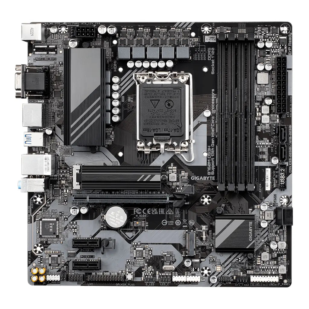 Gigabyte B760M DS3H Intel B760 LGA1700 DDR4 Micro-ATX Motherboard-tpstech.in