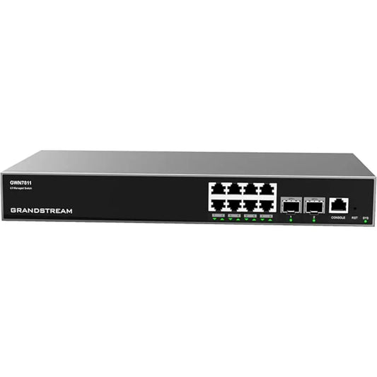 Grandstream GWN7811 8-Port Gigabit Layer 3 Managed Network Switch with 2x 10G SFP+ Uplink Ports-tpstech.in