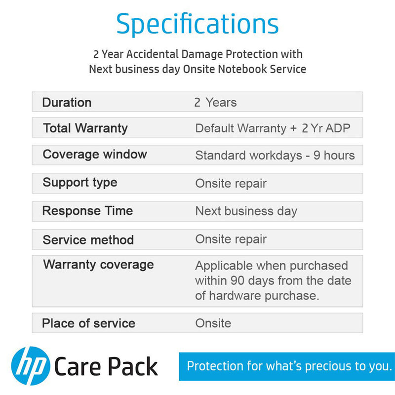 HP Care Pack 2 Year ADP Accidental Damage Protection for Envy & Omen Series Laptops - NOT A LAPTOP