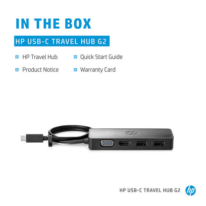 HP USB-C ट्रैवल हब G2 हब HDMI VGA और USB 2.0 के साथ