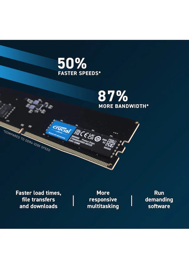 Crucial RAM 16GB DDR5 4800 MHz UDIMM Desktop RAM Memory