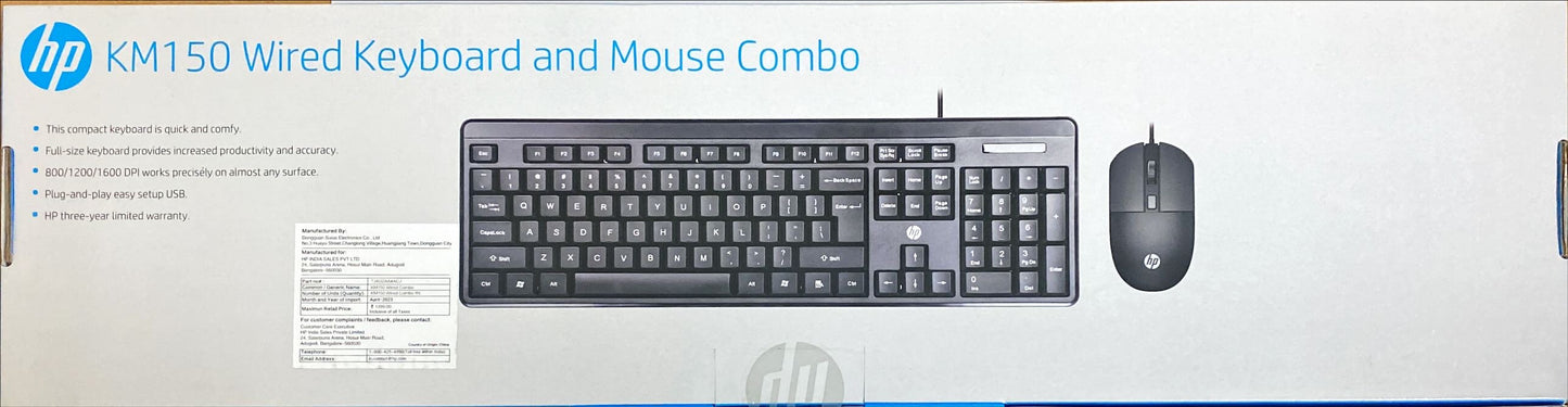HP KM150 USB Wired Mouse and Keyboard Combo