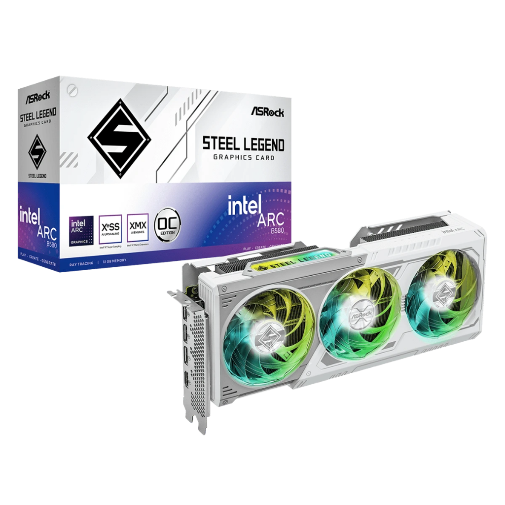 ASRock Intel Arc B580 Steel Legend 12GB OC GDDR6 192-Bit Graphics Card