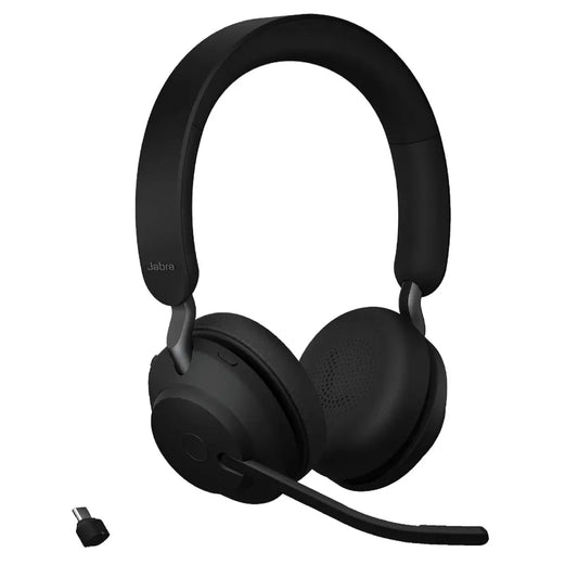 Jabra Evolve2 65 UC Stereo Wireless Bluetooth Headset with Link380c (USB‑C)- Black-tpstech.in