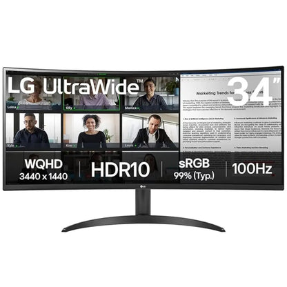 LG 34WR50QK-B 34" UltraWide Curved 100Hz WQHD Monitor-tpstech