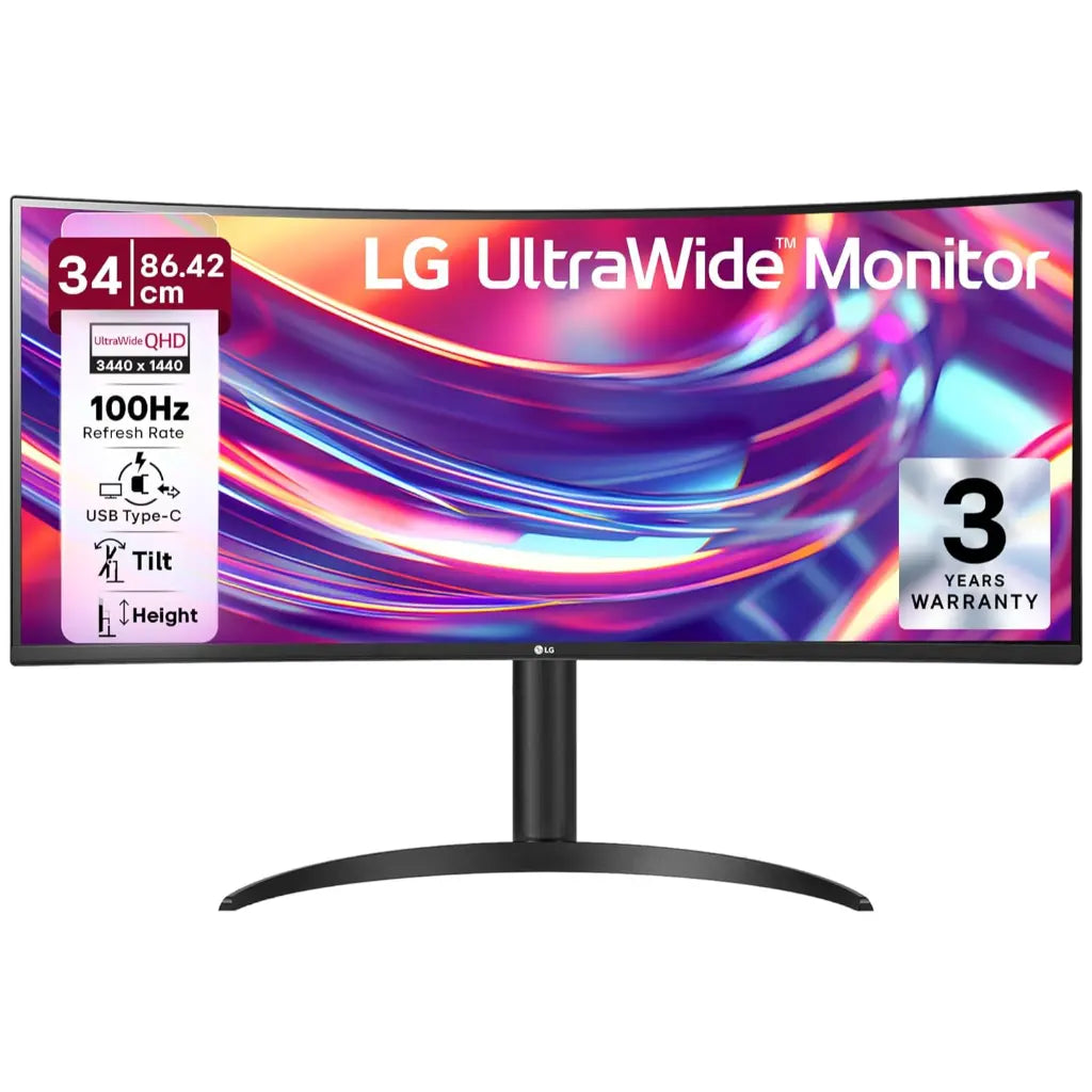 LG 34WR55QK 34" 100Hz Curved UltraWide QHD Monitor-tpstech.in