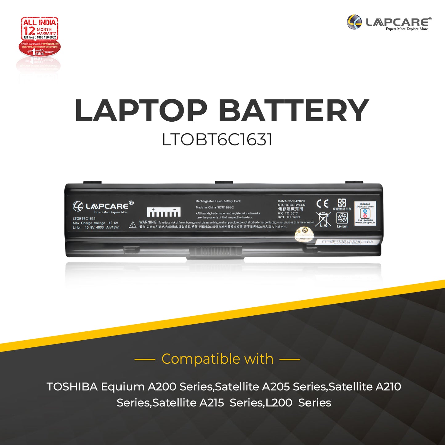 Toshiba Dynabook AX/52E Series Compatible Laptop Battery 4000mAh 10.8V 6 Cell