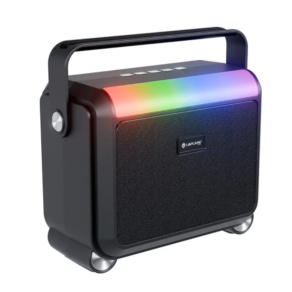 Lapcare Aster 20W Bluetooth Party Speaker RGB Lights Extra Bass Portable Speaker - Black-tpstech.in