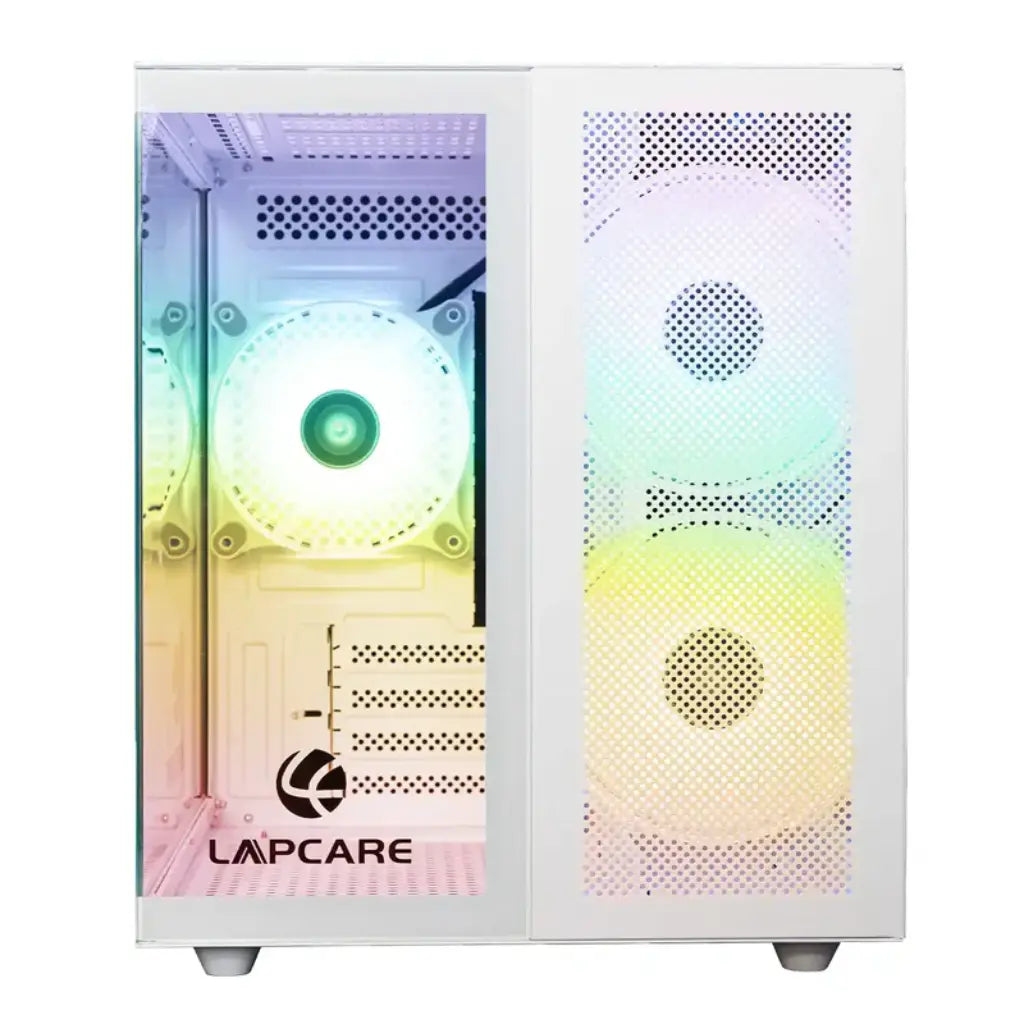 Lapcare Champ LGT-402 Tempered Glass ATX Gaming Computer Case without SMPS Champ - White-tpstech.in