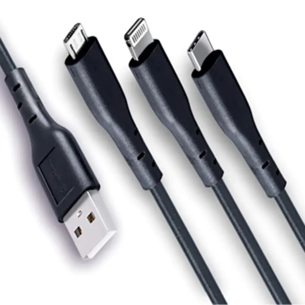 Lapcare LOLCFB7556 USB-A to Micro+Lightning+Type-C 3-in-1 Data Cable - 1.5M -tpstech.in