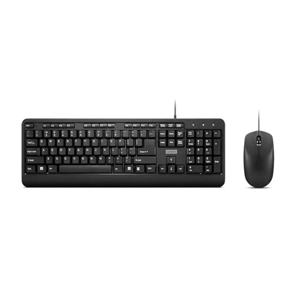 Lenovo 160 1600 DPI USB-A Wired Keyboard & Mouse Combo - Black-tpstech.in